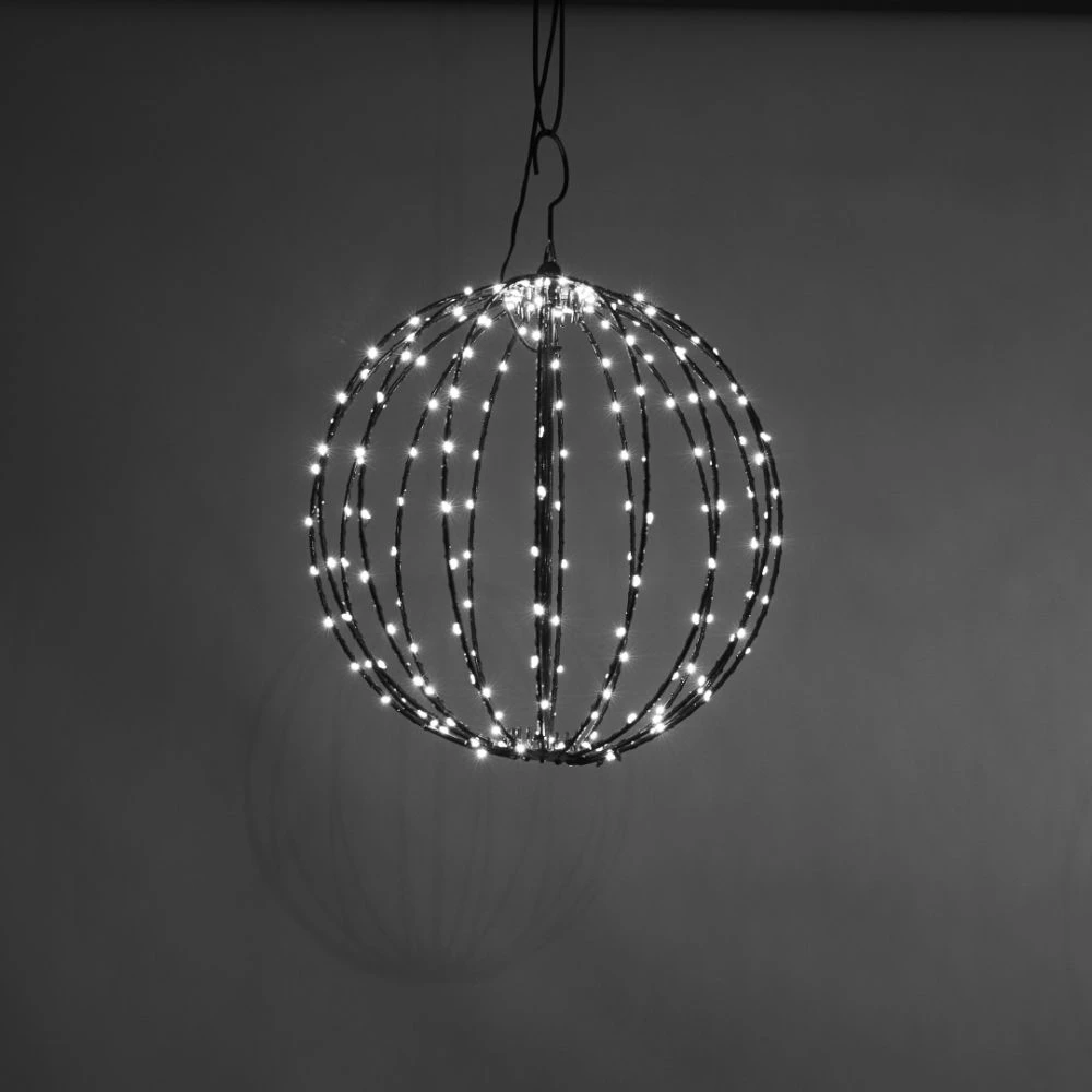 Nordic Winter Metal Kugle Sort, 192 LED Lys Ø30 Cm, 230V 6 Nordic Winter Metal Kugle Sort, 192 LED Lys Ø30 Cm, 230V - Billede 4
