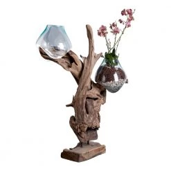 Homeshop 2 Vanddråber I Glas Med Træfod H100 Cm - 4501053