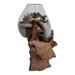 Homeshop Vanddråbe I Glas Med Træfod H50 Cm - 4501052