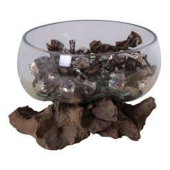 Homeshop Vanddråbe I Glas Med Træfod Ø15xH15 Cm - 4501055 -homeshop butik unnamed file 1569