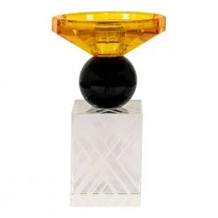 Homeshop Lysestage I Sort/rav/klart Glas Ø9,5x15 Cm - 4561130