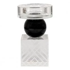 Homeshop Lysestage I Sort/klart Glas Ø7,5x12,5 Cm - 4561132