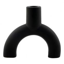 Homeshop Lysestage I Sort Keramik, 15,5x13,2 Cm - 4561060